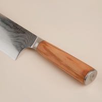 Нож кухонный SL Home &laquo;Оливия&raquo;, топорик, лезвие 17,78 см, дамасская сталь, цвет коричневый