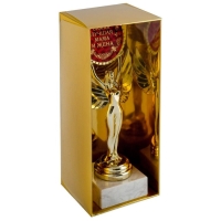 Кубок наградная фигура Ника с вкладышем &laquo;Самая лучшая мама и жена&raquo;, пластик, подставка камень, золото, 18 х 7 см