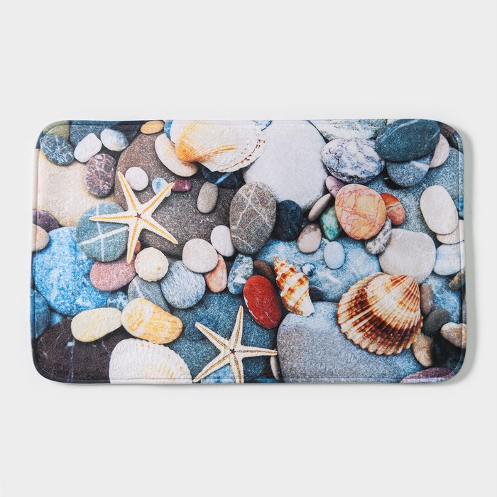 Коврик для ванной и туалета Доляна &laquo;Ракушки на камушках&raquo;, 45&times;75 см