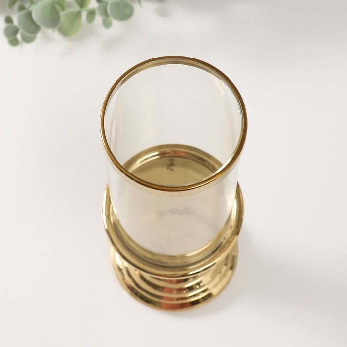 Подсвечник керамика, стекло на 1 свечу "Иллюзия. Зебра" d=7,5 см золото 9х9х24 см