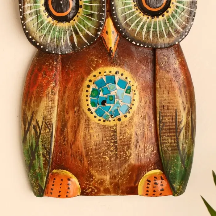 Настенное панно "Сова с узором" 25х16х2 см МИКС