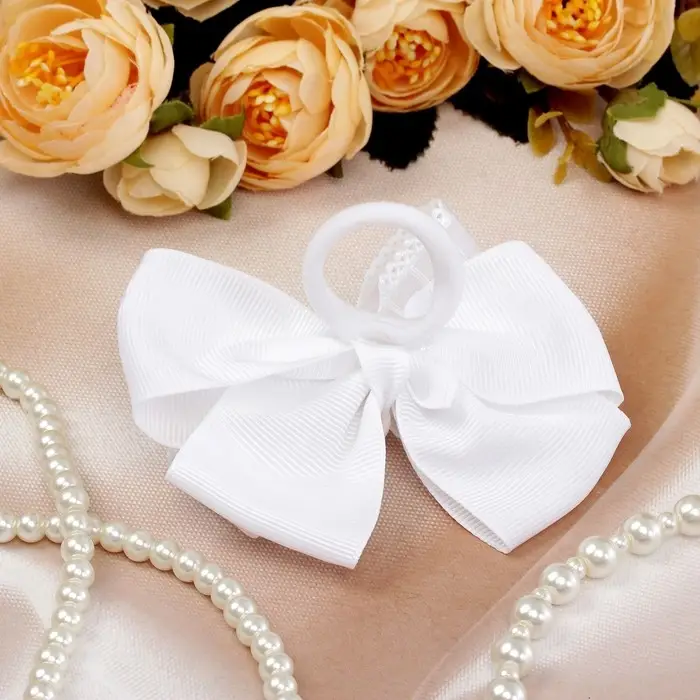 Резинка для волос &laquo;Школьница&raquo;, бант клеточка, 9 см, белая