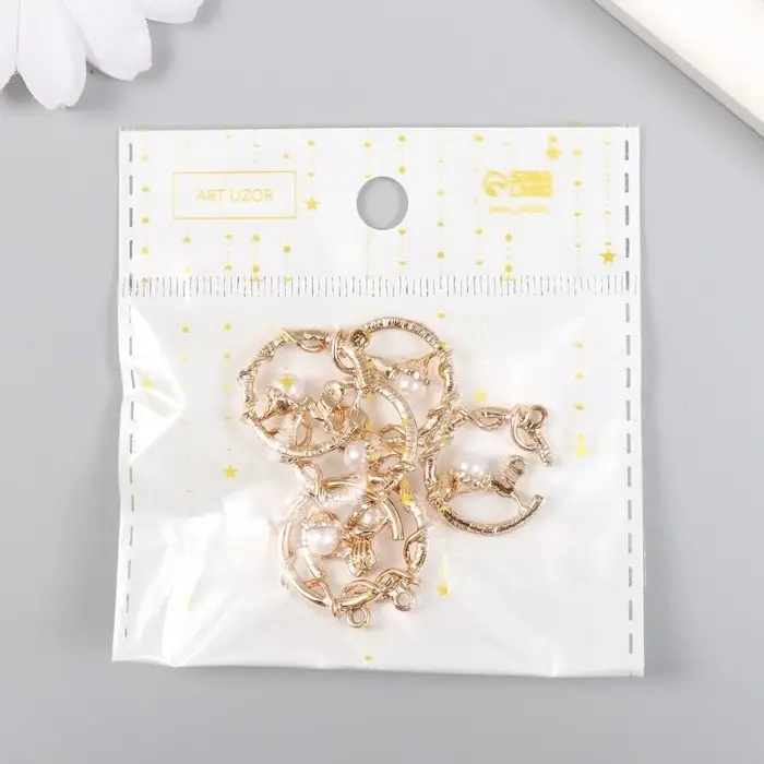 Декор для творчества металл, пластик "Колибри на цветке" 2х2,2 см