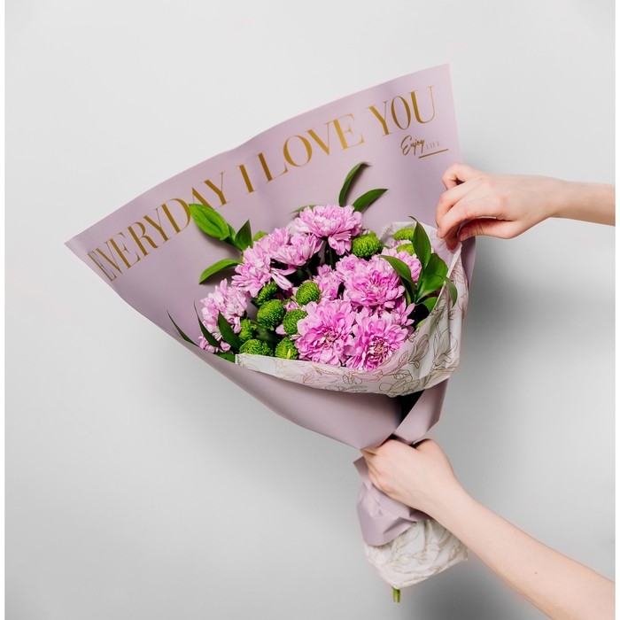 Плёнка для цветов упаковочная тишью влагостойкая &laquo;Цветы&raquo;, белая, 0.6 x 10 м