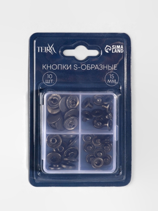 Кнопки S-образные d15мм (наб 10шт цена за наб) нерж сталь серебряный TR