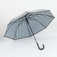 Зонт - трость полуавтоматический &laquo;Полосы&raquo;, 8 спиц, R = 54/60 см, D = 120 см, цвет серый/зелёный