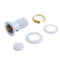 Донный клапан ZEIN engr, маленькая кнопка, с переливом, нержавеющая сталь, белый