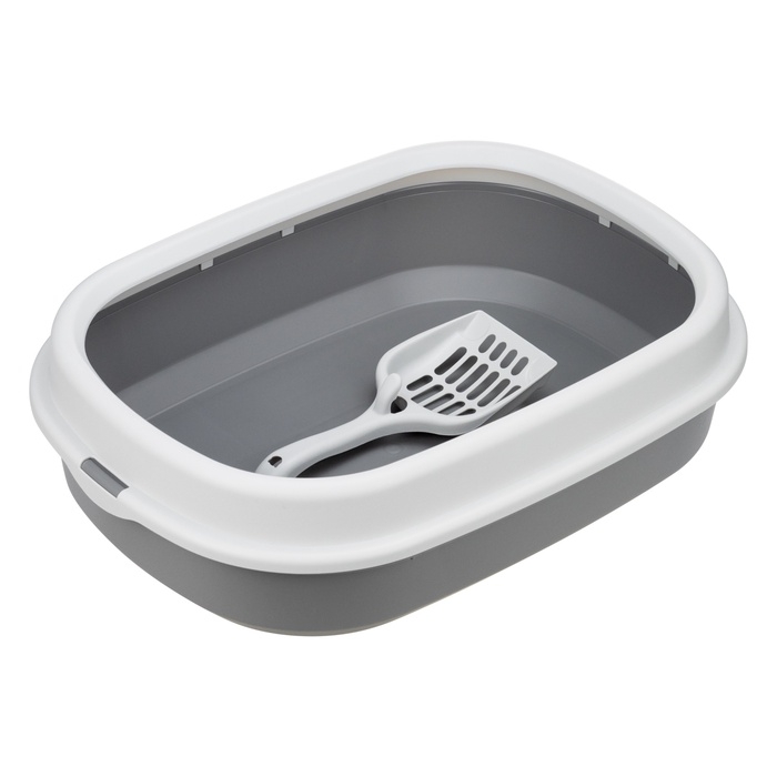 Лоток для кошек Ля-Мурр 48&times;35,5 см с бортом + совок, Soft-touch. смокки