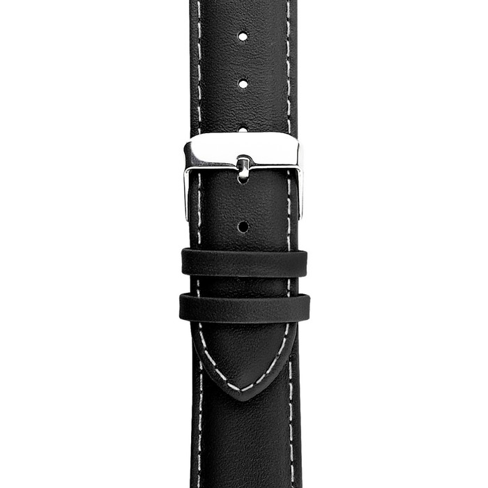 Ремешок для часов, мужской, 18 мм, запряжник 75 мм, горт 115 мм, натуральная кожа, чёрный