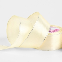 Лента атласная &laquo;Серебряные нити&raquo;, 40 мм &times; 23 &plusmn; 1 м, цвет светло-бежевый №08