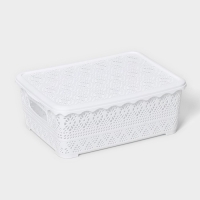 Контейнер для хранения с крышкой &laquo;Ажур&raquo;, пластик, 35&times;27&times;12 см, цвет МИКС