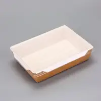 Контейнер с плоской крышкой, крафт, 1 л, 20 х 14 х 5,5 см