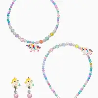 Комплект детский &laquo;Выбражулька&raquo; 3 предмета, клипсы, бусы, ободок, единорог, цветной