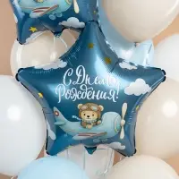 Воздушные шары фольгированные 19" &laquo;С днем рождения, пилот&raquo;, 5 шт.