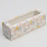 Коробка для макарун, кондитерская упаковка &laquo;Цветочки&raquo;, 5.5 х 18 х 5.5 см
