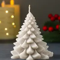 Свеча "Ель пушистая" 80х80х90 мм, серебро