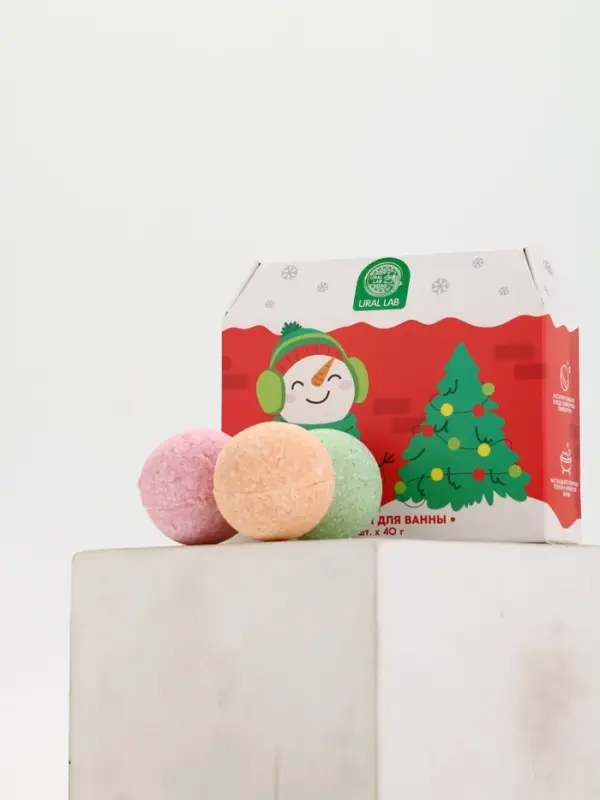 Бомбочки для ванны в домике &laquo;Снеговик&raquo;, набор 6 шт х 40 г, URAL LAB
