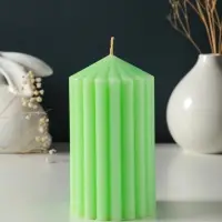 Свеча-цилиндр 7х14 см, 370 гр, рифлёная, мята