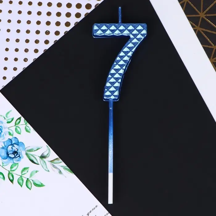 Свеча для торта, цифра &laquo;7&raquo;, синяя, 4 х 13 см
