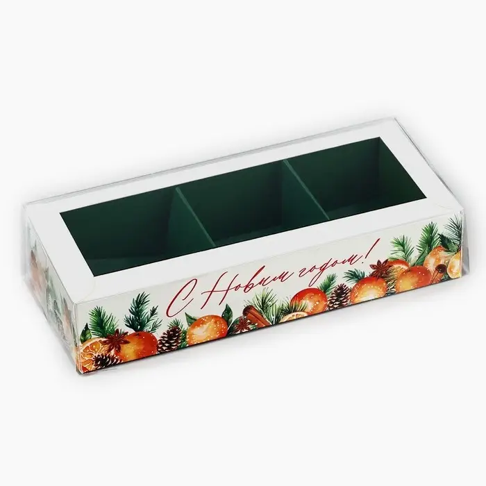 Коробка под 3 конфеты с ячейками &laquo;Аромат праздника&raquo;, 14.5 х 6 х 3 см
