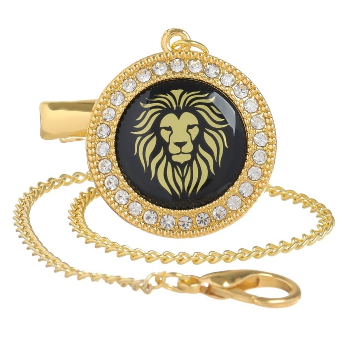 Соска - пустышка силиконовая ортодонтическая &laquo;Я тут главный&raquo;, от 6 мес., с колпачком + держатель - цепочка, цвет черный/золото, стразы