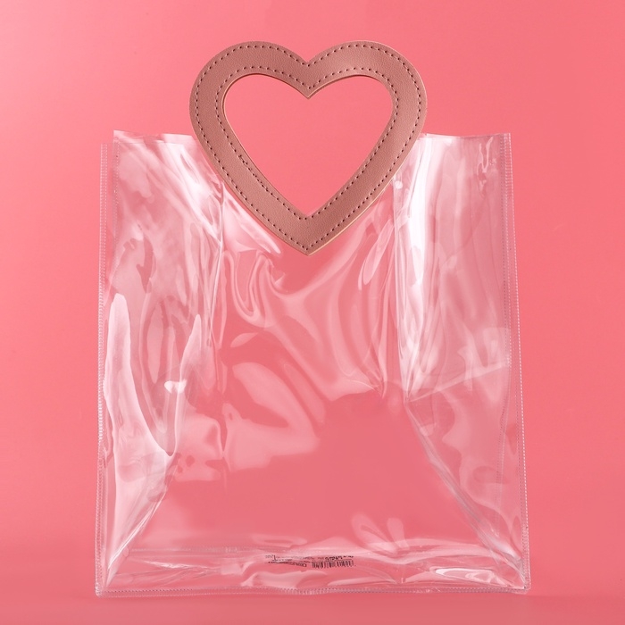 Пакет подарочный из ПВХ, розовый, 25 x 28 x 15 см