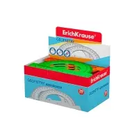 Транспортир 10см 180&deg;, ErichKrause "Neon Solid", пластик, непрозрачный, коробка-дисплей, МИКС