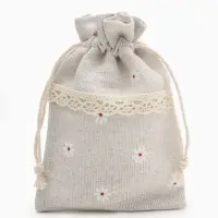 Мешочек подарочный &laquo;Лён&raquo; с ромашкой 10&times;13.5, цвет кремовый