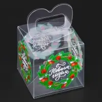 Коробка подарочная новогодняя складная ПВХ &laquo;С Новым годом&raquo; 5&times;5&times;5 см