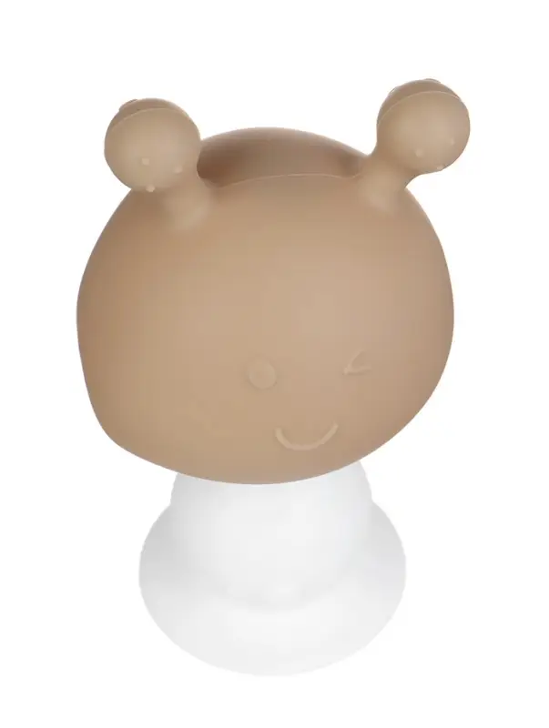 Прорезыватель силиконовый для зубов с погремушкой 3 в 1 M&B &laquo;Зайка&raquo;, бежевый