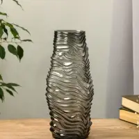 Ваза стекло настольная "Ванесса" полосы, 30х12 см, серый