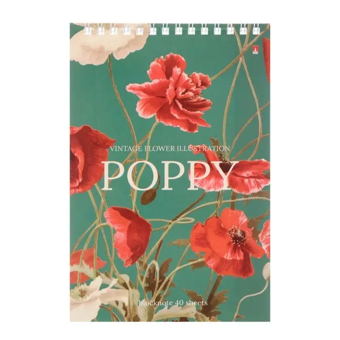 Блокнот А5, 40 листов на гребне "Цветы" Паттерн, обложка ламинированный картон, блок 55 г/м2, МИКС