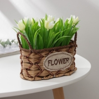 Кашпо для цветов плетёное с ручками Доляна &laquo;Овал&raquo;, 17,5&times;8&times;12,5 см, цвет светло-коричневый