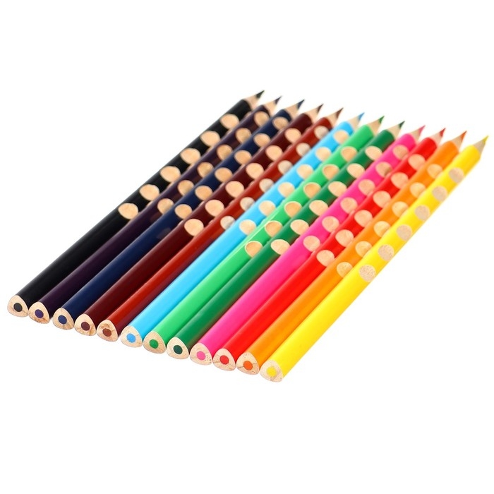 Цветные карандаши, 12 цветов, трехгранные, Синий трактор