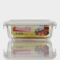 Контейнер для еды из жаропрочного стекла Доляна &laquo;Данте&raquo;, прямоугольный, 640 мл, 17&times;12,5&times;6,3 см