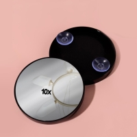 Зеркало макияжное, увеличение &times; 10, на присосках, d = 9 см, цвет чёрный