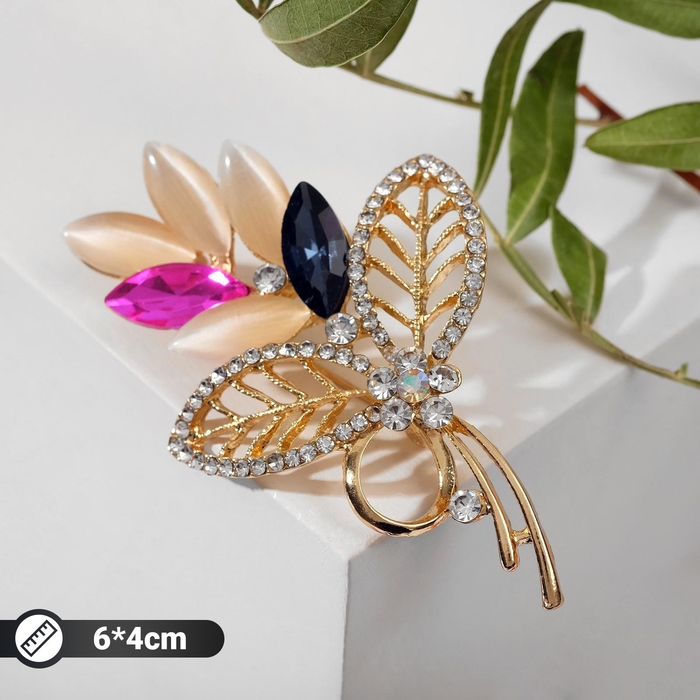 Брошь &laquo;Букетик&raquo;, цветная в золоте