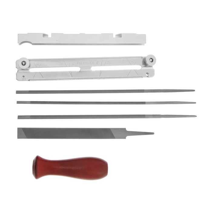 Набор для заточки цепей пил ТУНДРА, сталь ШХ15, шаг 1/4-0.325-3/8", d=4.0-4.8-5.5 мм, плашки   93788