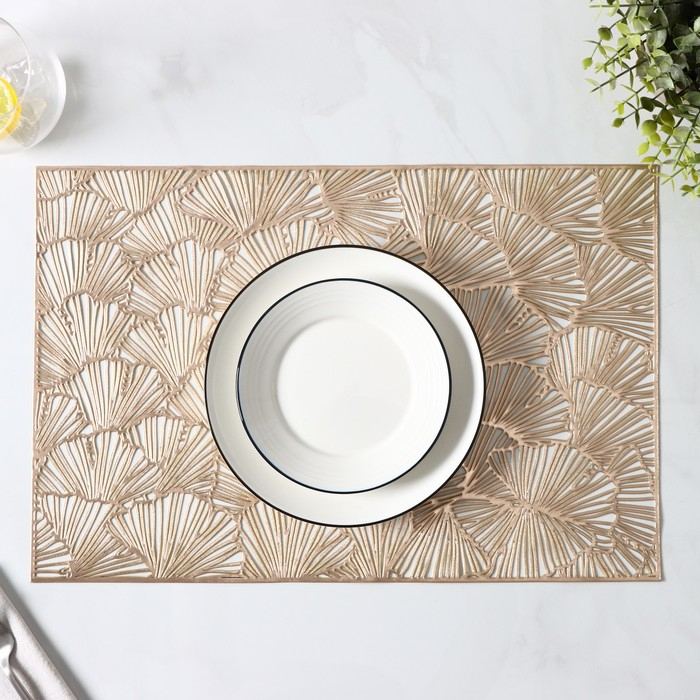 Салфетки сервировочные на стол Доляна &laquo;Веер&raquo;, 4 шт, 30&times;45 см, цвет золотой