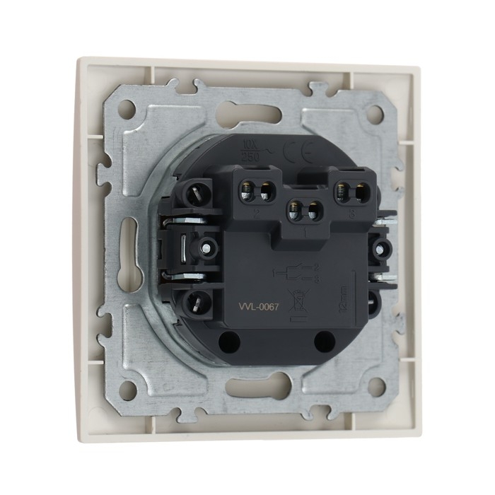 Выключатель TOT Elegant, 10 А, 2 кл., скрытый, бежевый