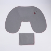 Подушка-воротник для шеи, с подголовником, надувная, в чехле, 43 &times; 28 см, цвет розовый