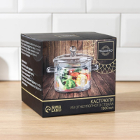 Кастрюля из жаропрочного стекла Magistro &laquo;Лия&raquo;, 1,450 л, 16,5&times;16 см