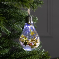 Ёлочный шар &laquo;Шишки с желтой мишурой&raquo;, батарейки, 5 LED, свечение белое