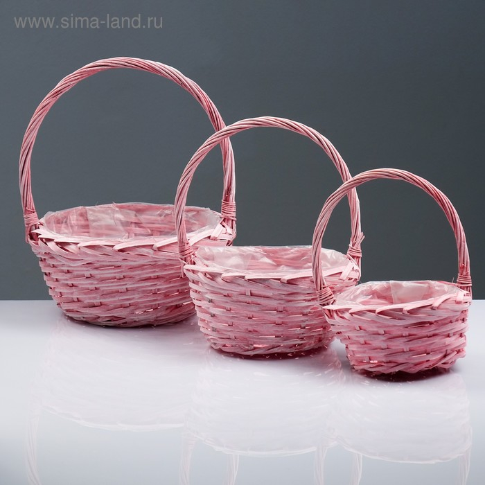 Набор корзин &laquo;Плетёнка&raquo;, 3 шт, 30&times;13/34 см, 25&times;11/31 см, 20&times;9/25 см, ива