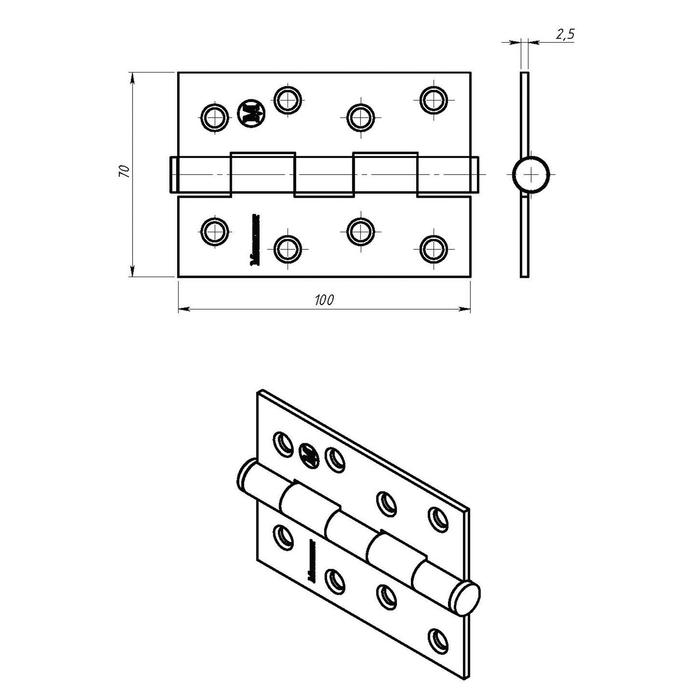 Петля накладная ПН5-100, покрытие цинк, 50 шт