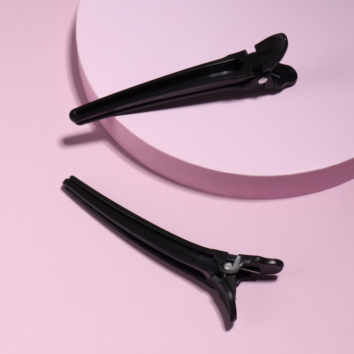 Зажимы для волос, набор - 2шт, 10 см, цвет чёрный