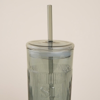 Стакан стеклянный с силиконовой трубочкой SL Home &laquo;Идиллия&raquo;, 650 мл, 8,5&times;24 см, цвет зелёный