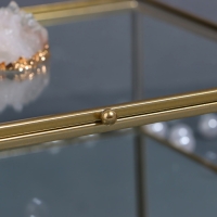 Органайзер для хранения &laquo;MOUNTAINS&raquo;, с крышкой, стеклянный, с зеркальным дном, 1 секция, 20 &times; 16 &times; 6,5 см, цвет прозрачный/медный