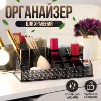 Органайзер для хранения, 16 секций, 12,5 &times; 21,5 &times; 8 см, цвет чёрный