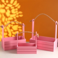 Набор кашпо деревянных 3 в 1 (29&times;18&times;33; 25&times;15&times;30; 21&times;12&times;23) "Аром", Розовый Коралл